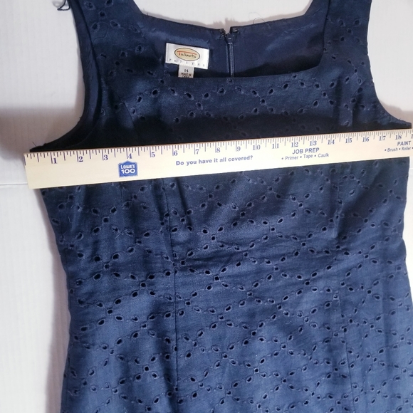 TALBOTS PETITES LINED DARK NAVY BLACK SLEEVELESS MINI DRESS SIZE 14 - Picture 7 of 12